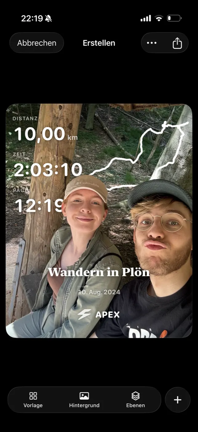 A workout photo with the subject lifted off the background so stats sit behind them.